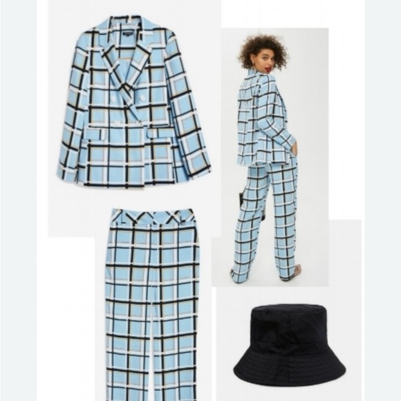 TopShop Blue Window Pane Plaid Blazer - Picture 11 of 13